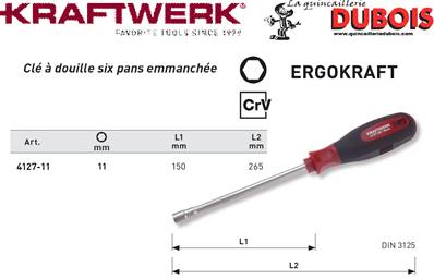 Clé emmanchée ergokraft 6 pans 11 mm